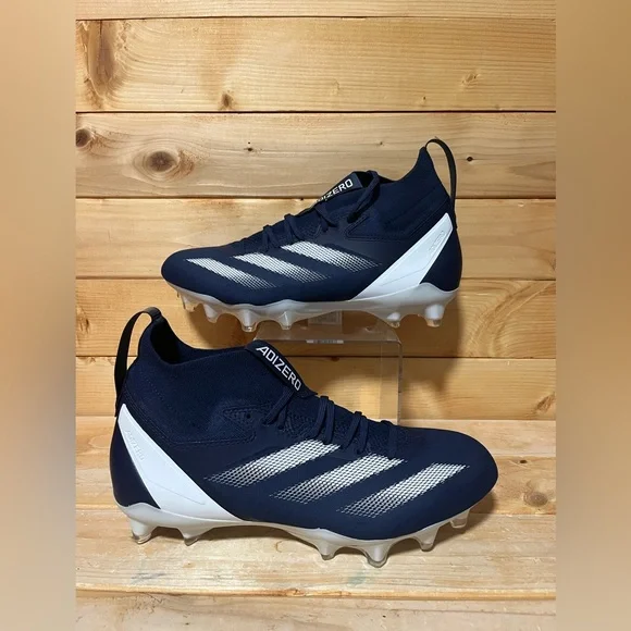 New SM Adizero Impact+ Football Cleats NAVY / WHITE IH7458 - Mens size 10.5 - Picture 1 of 7